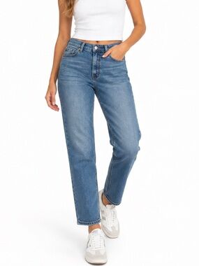 Cello High Rise Straight Leg Jeans Medium Wash Size 7 Stretch Denim
